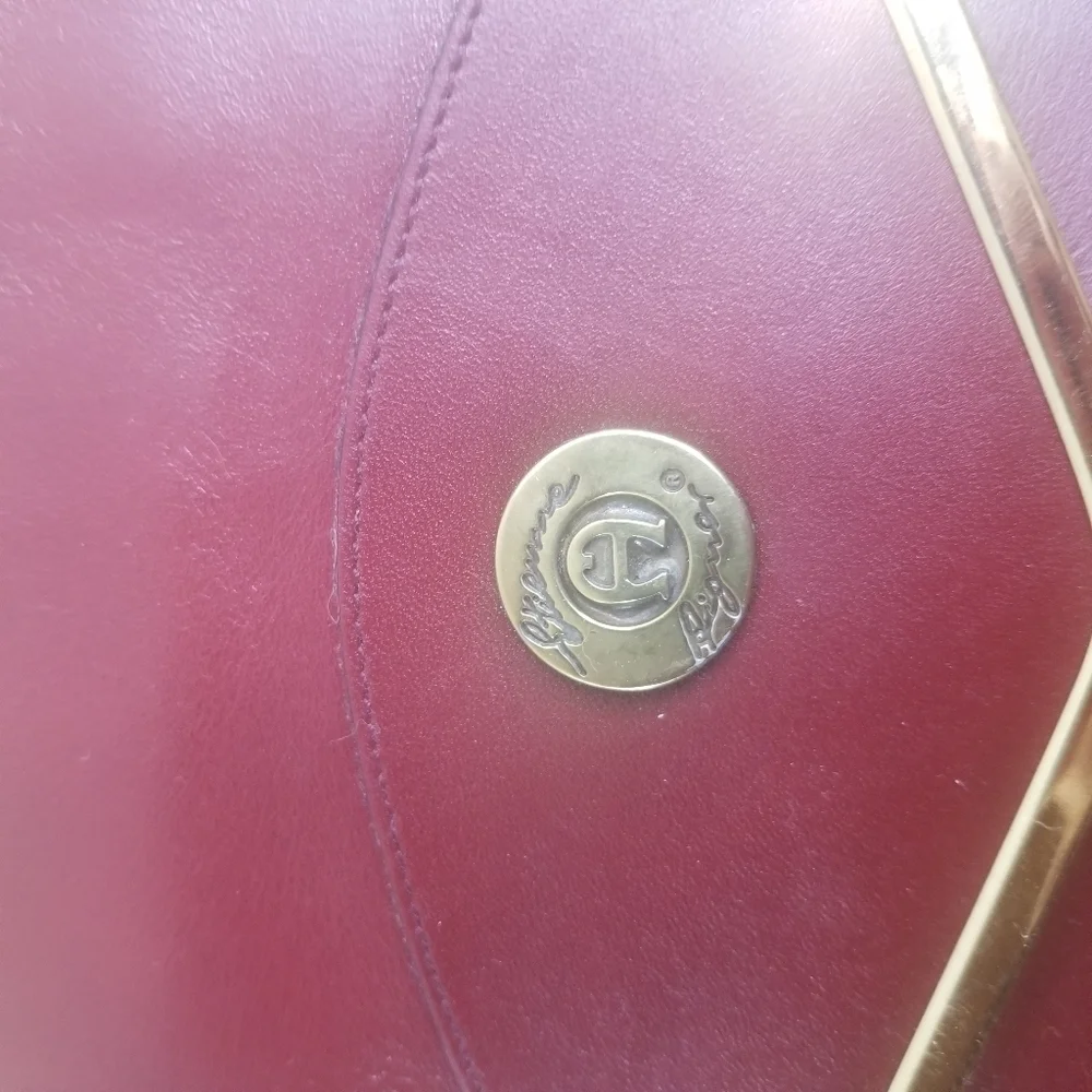 Vtg 70s Etienne Aigner rare oxblood wine leather envelope clutch purse